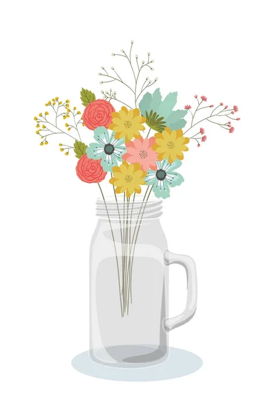 Flowers inside vase vector design — Stock Vector