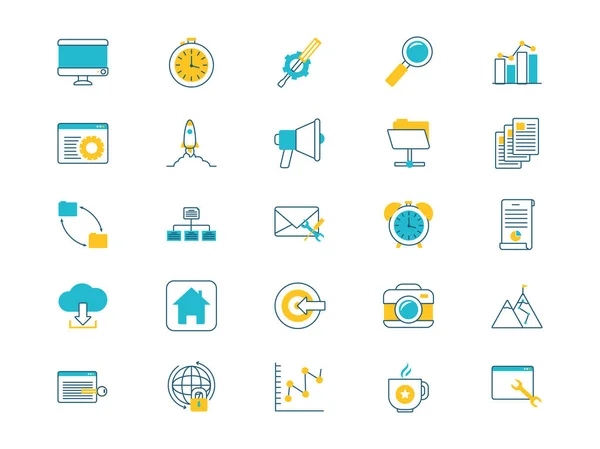 Elearning and business set icons — ストックベクタ