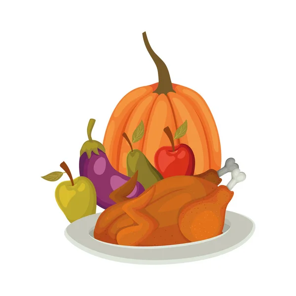 Happy thanksgiving day food vector design — Stock Vector