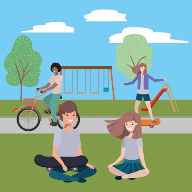 Park vektör tasarımındaki insanlar