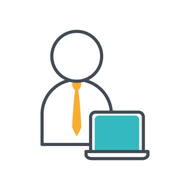 iş adamı avatarı olan dizüstü bilgisayar