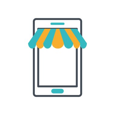 Güneş şemsiyesi iş simgelerine sahip akıllı telefon