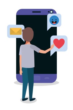 Dijital akıllı telefon ve erkek vektör tasarımı