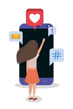 Dijital akıllı telefon ve kız vektör tasarımı