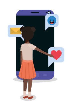 Dijital akıllı telefon ve kız vektör tasarımı
