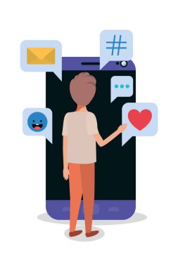 Dijital akıllı telefon ve erkek vektör tasarımı