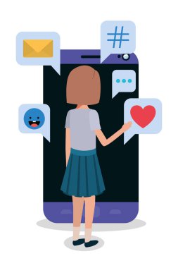 Dijital akıllı telefon ve kız vektör tasarımı