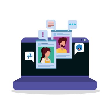 Dijital dizüstü bilgisayar ve insanlar vektör tasarımı