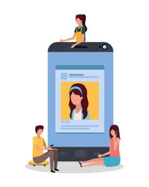 Dijital akıllı telefon ve insanlar vektör tasarımı