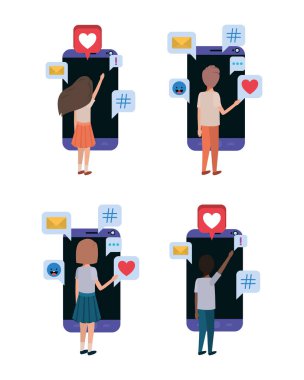 Dijital teknoloji ve sosyal medya simgesi vektör dizaynı