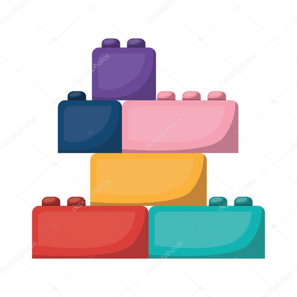 Isolated lego pieces toy vector design