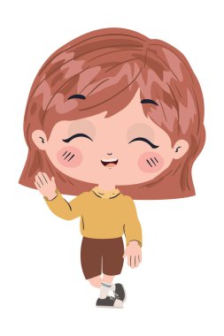 İzole kız çizgi film vektör tasarımı