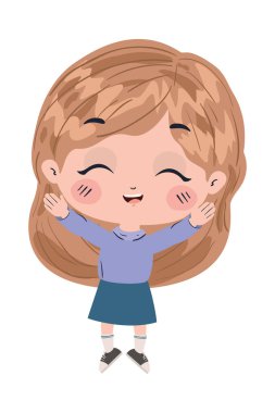 İzole kız çizgi film vektör tasarımı