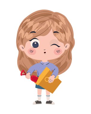 İzole kız çizgi film vektör tasarımı