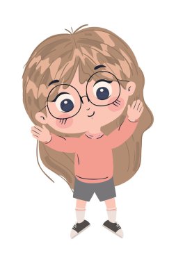 İzole kız çizgi film vektör tasarımı