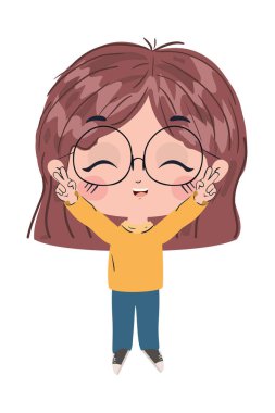 İzole kız çizgi film vektör tasarımı