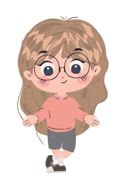 İzole kız çizgi film vektör tasarımı