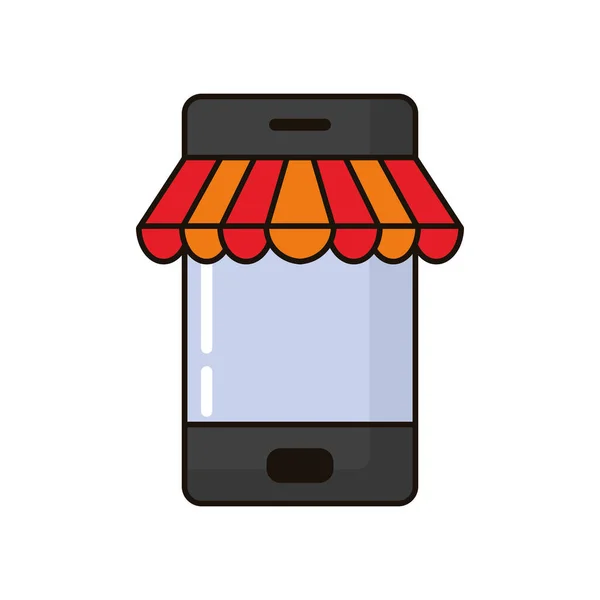 Smartphone met winkelen online app — Stockvector