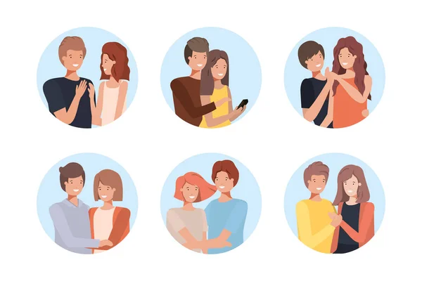 People avatars couples vector design — Stock Vector