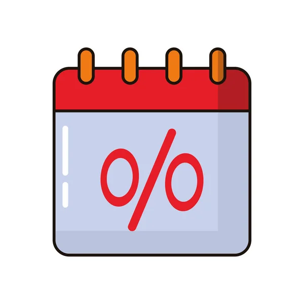 Date de rappel du calendrier avec le symbole pourcentage — Image vectorielle