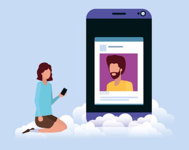 Dijital akıllı telefon ve insanlar vektör tasarımı