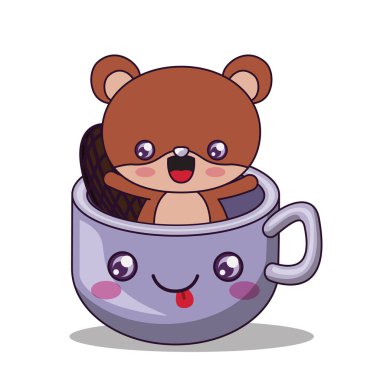 Kawaii kunduz vektör tasarımı