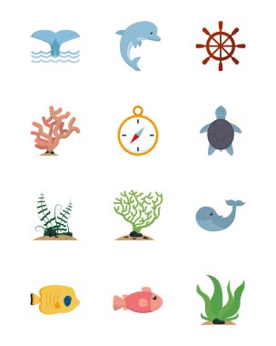 İzole edilmiş deniz simgesi vektör tasarımı