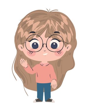 İzole kız çizgi film vektör tasarımı