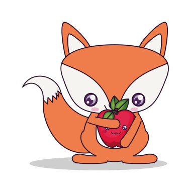 Kawaii tilki çizgi film vektör tasarımı