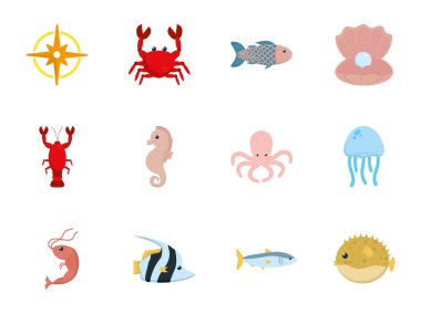 İzole edilmiş deniz simgesi vektör tasarımı