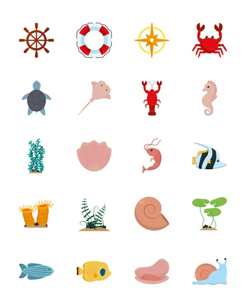 Icono de mar aislado conjunto de diseño de vectores — Archivo Imágenes Vectoriales