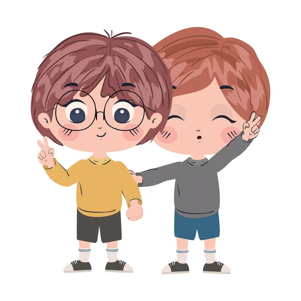 Isolated boys cartoons vector design — Stock Vector