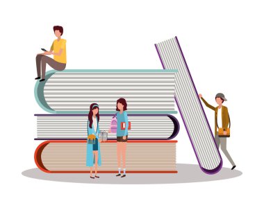 Kitap vektör tasarımlı okul öğrencileri