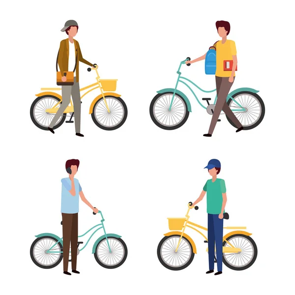 Mannen met fiets vector ontwerp — Stockvector
