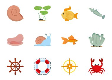 İzole edilmiş deniz simgesi vektör tasarımı