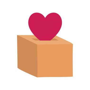 İzole kalp ve kutu vektör tasarımı