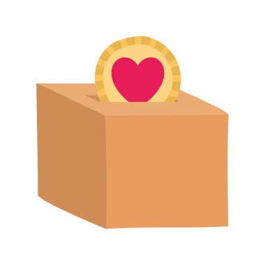 İzole kalp ve kutu vektör tasarımı