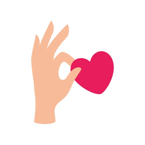 Μεμονωμένο χέρι με σχεδιασμό φορέα σχήμα καρδιάς — Διανυσματικό Αρχείο