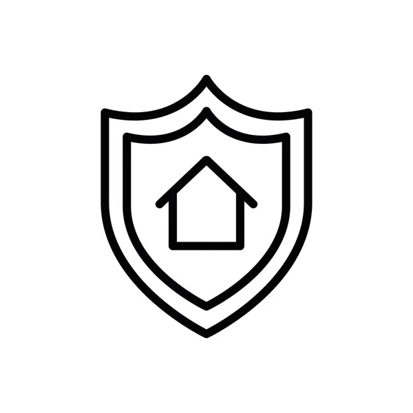 Maison isolée à l'intérieur du bouclier icône ligne vectorielle design — Image vectorielle