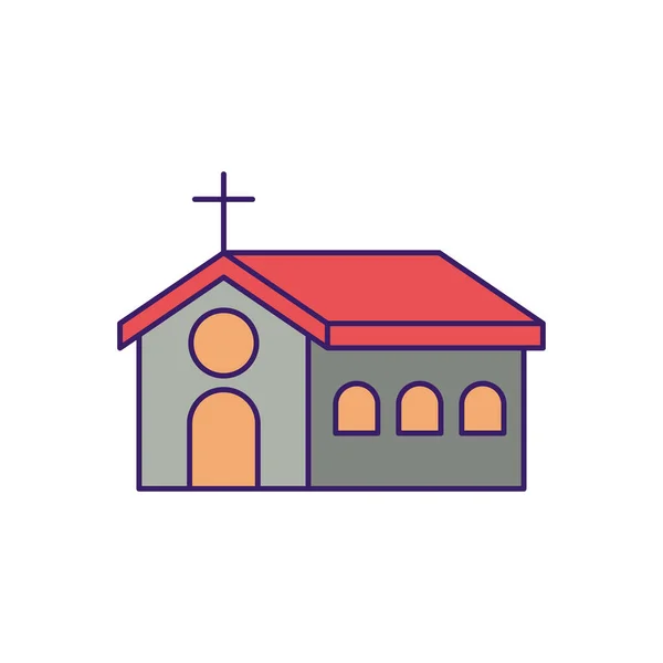 Eglise isolée avec conception vectorielle de remplissage croisé — Image vectorielle