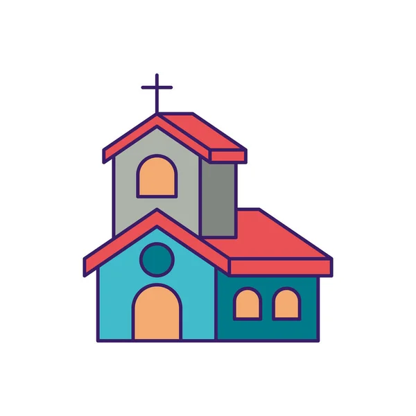 Iglesia aislada con diseño de vectores de relleno cruzado — Vector de stock