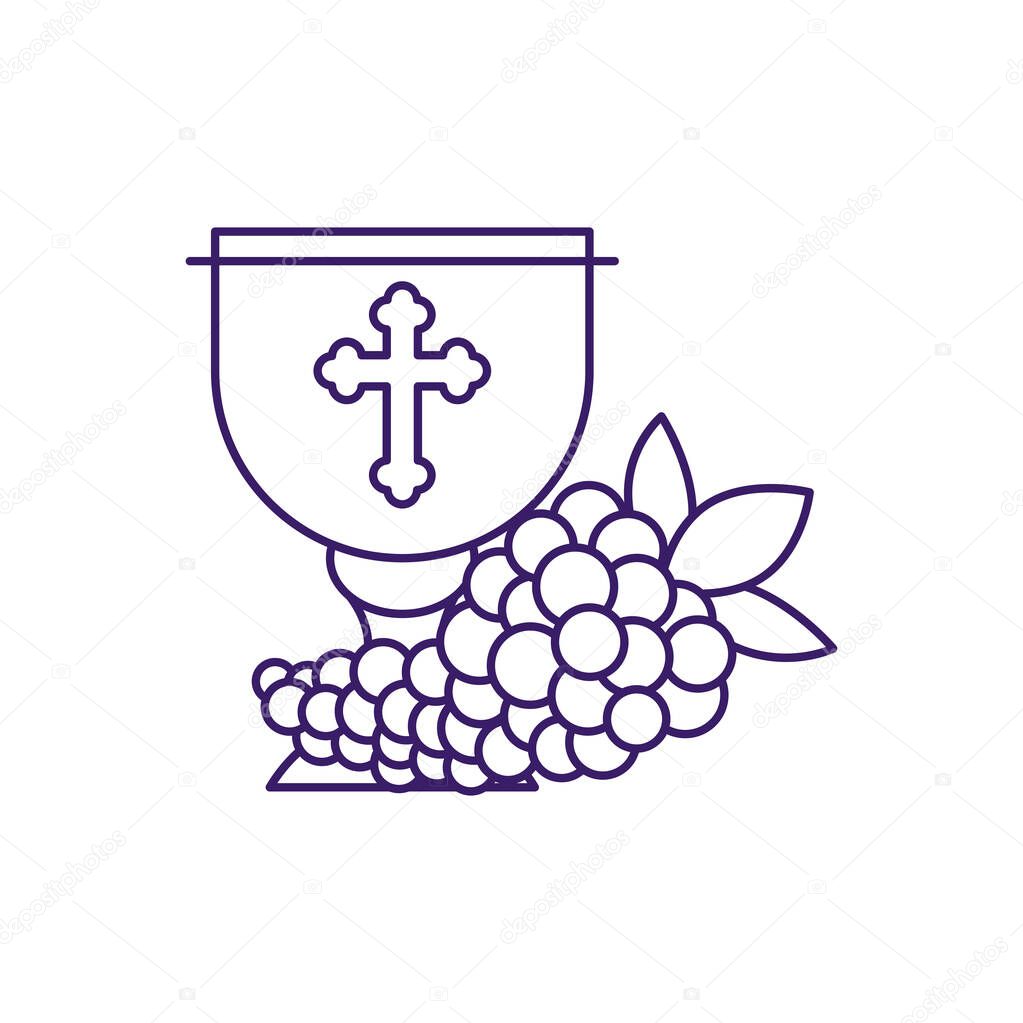 Isolated cup with grapes line vector design