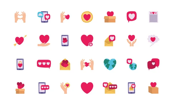 Icono de amor aislado conjunto de diseño de vectores — Vector de stock