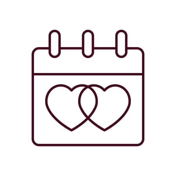 Izolowany kalendarz miłosny ikona linia wektor projekt — Wektor stockowy