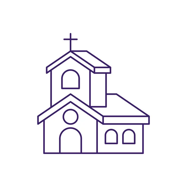 Chiesa isolata con disegno vettoriale linea — Vettoriale Stock