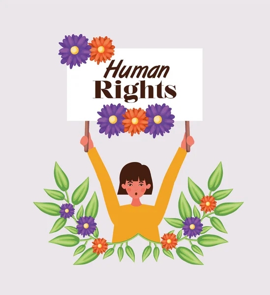 Kvinna protesterar för mänskliga rättigheter vektor design — Stock vektor