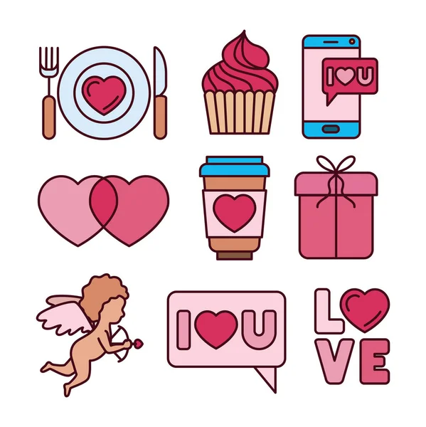 Isolated love icon set fill vector design — Stock Vector