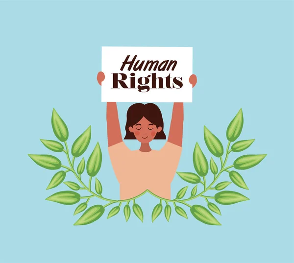 Mujer protestando por el diseño de vectores de derechos humanos — Archivo Imágenes Vectoriales