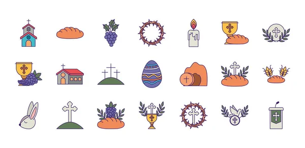 Isolierte Religion Icon Set füllen Vektor-Design — Stockvektor