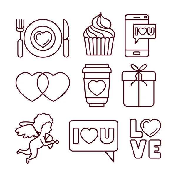 Isolated love icon set line vector design — Stock Vector